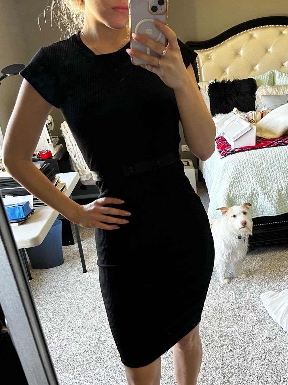 Vintage Guess ribbed midi dress with button details